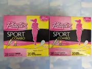 LOT (2) PLAYTEX SPORT COMBO PACK REGULAR & SUPER TAMPONS, LINERS