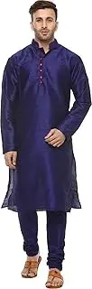 [Royal Kurta] Men's Kurta Pyjama Set (38, Navy Blue All Over)