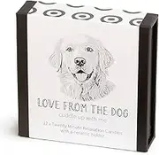 Golden Retriever - Love from The Dog - Cotton & Grey - Twenty Minute Candles - Pack of 12 with a Ceramic Holder - Beeswax - Dripless