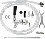 MRbrew Draft Beer Line Shank Faucet Kit, Stainless Core Beer Tap Self-Closing Spring Spanner Wrench 3/16'' Brewing Tubing 1/4'' Keg Coupler Dispenser Barb Hose Clamp Kegerator Tower Replacement Set