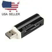 USB 2.0 All in One Memory Card Reader For MICRO-SD SD TF SDHC M2 MMC - BLACK