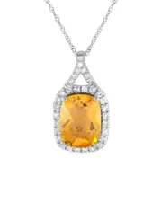 14K 0.13 ct. tw. Diamond & Citrine Pendant Necklace