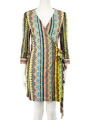 Abstract Pattern Wrap Dress