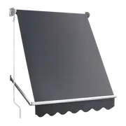Retractable Fixed Pivot Arm Window Awning Patio Garden Blinds 2.4m x 2.1m Grey
