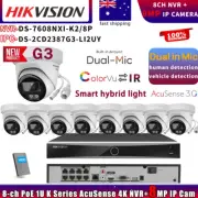HIKVISION 4K Colorvu Acusense 3.0 Dual Mic IP CAMERA+DS-7608NXI-K2/8P System Lot