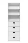NNEDSZ GENEVA 3 SHELF 4 DRAWER BUILT IN WARDROBE - WHITE - SLIM - HALF MOON BLAC