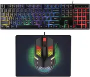 Gaming Keyboard Mouse & Pad Combo Set Ergonomic RGB Backlight Wired Laptop AU