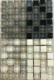 96pcs NATURAL TONES glass 15x15mmx8mm Opus Cubes Mosaic Mesh backed