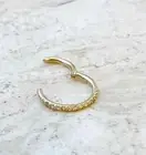 16g Hinged Septum Clicker Daith Hoop w/ Natural Diamonds 14k Gold Buttom Setting