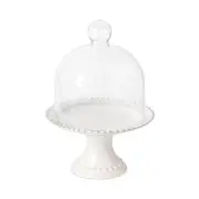 Costa Nova Pearl Footed Cake Plate with Glass Dome, Small