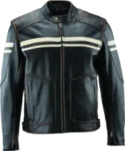 River Road Hoodlum Vintage Leather Jacket Black - Large