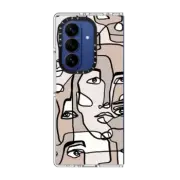 Galaxy Z Fold7 Clear Magnetic Case FACE MOSAIC SKETCH 3 LIGHT SKIN IPHONE, ABSTRACT MINIMAL PEOPLE MEN ILLUSTRATION By Ebi Emporium