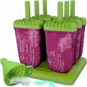 Popsicle Molds with Stick Ice Pop Maker BPA Free w/ Silicone Funnel,Brush 6 Pack