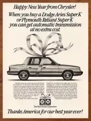 1984 Dodge Plymouth Super K Print Ad/Poster Retro Car Man Cave Wall Pop Art 80s