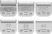 HONGNAL 6PCS (4FC+5FC+7FC10+30+40 Dog Grooming Blades Compatible with Andis Pet Clipper/Oster A5/Wahl KM Series Dog Clipper,Ceramic Blade & Stainless Steel Blade