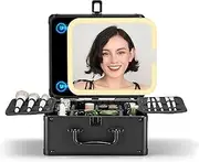 OMIRO Makeup Case, Travel Makeup Bag with Light Up Mirror, Organiser Box with Adjustable Brush Holder for Women (Small,Black)