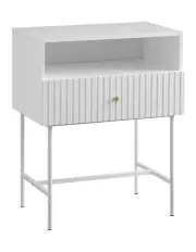 [OOS Living] Lucia Slender Fluted Bedside Table in Matt White