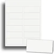White Linen Textured Printable Place Cards for Table Setting - 25 Sheets / 150 Tent Cards - 6 per page 1 7/16" x 3 3/4" Printable Name Card Paper for Inkjet/Laser Printers