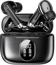 [toocki] Wireless Earbuds, Bluetooth 5.3 Headphones Noise Cancelling with 35H Playback, 13mm Dynamic Driver, LED Power Display, Touch Control in-Ear Headphones with Charging Case for Sport/Gym, Black