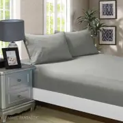 Fabric Fantastic 1000tc Ultra Soft Single Size Bed Grey Fitted Sheet & Pillowcase Set