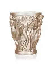 LALIQUE CRYSTAL BACCHANTES SMALL VASE GOLD LUSTER Nude Women Ladies Figural NIB
