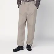 [Brunello Cucinelli] Khaki linen-cotton blend trousers 50 IT Beige