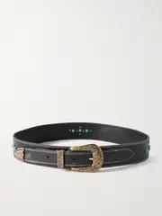 Fortela - Embellished Leather Belt - Dark brown - 85