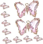 [Generic] 10pcs Crystal Glass Butterfly Charms Women's Necklace DIY Jewelry Making Charms Beads
