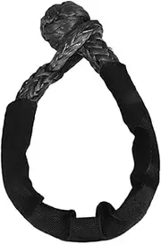 Shatter Resistant Synthetic Soft Shackle Rope Heavy Duty Offroad 4X4 Tow Shackle Strap with Protective Sleeve Recovery Ring(Black Rope)
