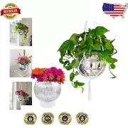 8" Disco Ball Planter with Acrylic Stand & Macrame Hanger - Boho Chic Decor
