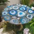 Blue Agate Stone Table – Stunning Natural Stone Accent Table for Modern Home Déc