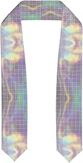 [SKKNT] Reflective Square Print Graduation Shawl Stole For Academic Commencements Honor Sash Congratulations Gift, Flattened, One Size