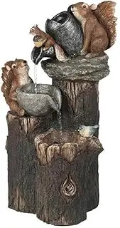 Indoor Tabletop Fountains Resin Squirrel Family Patio Fountain Garden Decoration Outdoor Landscape Garden Design for Home Garden Desktop Decoration Decoration Meditation Fountain