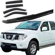 SUERAUTO4X4 Bonnet Protector Weathershields for Nissan Navara D40 Accessories 2005-2010 Spanish Models, Tinted Black Bonnet Stone Guard Weather Shields Window Visors Wind Deflectors Sun Rain Guard