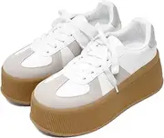 [ラブハンター] Love Hunter 2228 Sneakers, Lace-up Sneakers, Low Cut, Thick Sole, 3.0 inches (7.5 cm), Wedge Sole, Rib Sole, Platform, Unisex, 10.4 inches (26.5 cm), White, 26.5 cm