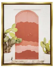 Contemporary Desert Doorway Cactus Framed Floater Canvas Wall Art by Leah Straatsma