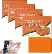 Organic Persimmon Soap Bar with Coconut Oil & Olive Oil - Natural Deodorant Body Soap for Odor Control, Gently Cleansing Moisturizing & Skin Brightening for Women & Men (4)