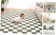 Super Soft Rug for Bedroom, 3x5 Ft Area Rug Classic 3x5Feet Green and White
