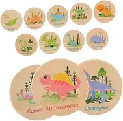 Kisangel 24pcs Dinosaur Memory Chess Cartoon Animal Dresser Knobs Potty Training Dinosaurs Memory Game Training Potty Matching Game Dinosaur Wood