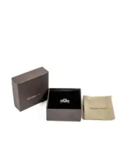 Bottega Veneta Intrecciato Ring Black Onyx Women Silver