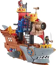 Fisher-Price Imaginext Preschool Toy Shark Bite Pirate Ship Playset with Figure & Accessories for Pretend Play Ages 3+ Years