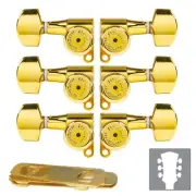 Hipshot 6K2EL0G Guitar Tuner Upgrade Kit 3+3 Grip-Locking Closed-Gear 3x3 - GOLD