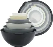 Mixing Bowls with TPR Lids - 12 Piece Plastic Nesting Set Includes 6 Prep and Li