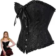 [Whyzsjnclg] Corset Top Sexy Floral Designs Corsets with Lace Shapewear Steampunk Black Corset Top Push-Up Bra Tops for Women Halloween Costume, Masquerade Party, XXL