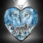 Punk Style Creative Heart Wolf Necklace Fashion Animal Wolf Pendant Charm Girls