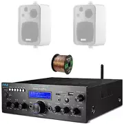 Pyle Bluetooth MP3 Compact Home Amplifier Receiver, 2x 4" 30W Max 3-Way Speakers