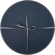 Creative Tops Round Placemats, Faux Leather, Grey/Navy, 29 cm, Set of 4 Table Mats
