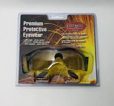 3 Pcs Fibre Metal Safety Glasses Mirror Tint Lens W/ Micro Fiber Bag
