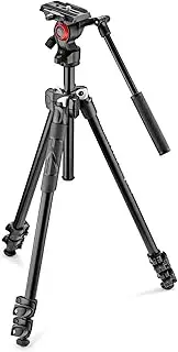 Befree Lightweight Durable Manfrotto 290 Light Aluminium Tripod with Befree Live Fluid Video Head, Black (MK290LTA3-V)