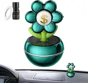 Car Scent Diffuser | Solar Powered Car Aromatherapy Diffuser - Flower Design with Wealth Sign, 360 Degree Rotation, Scent Decor Accessories for Vehicles